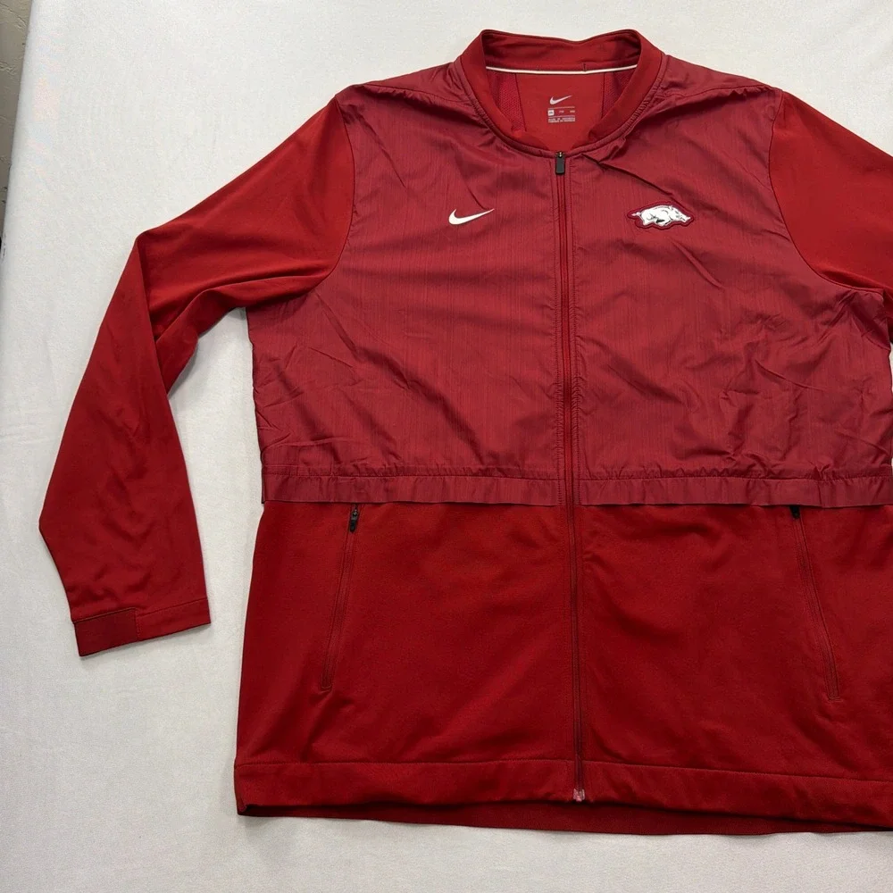 Nike Jacket Arkansas Razorbacks Full Zip Sideline Red Mens XXL
